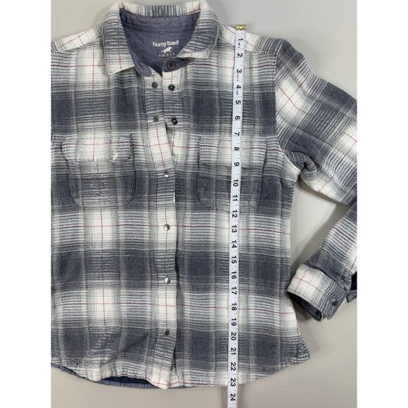 Horny Toad Womens Flannel Shacket Top S Blue Plaid Workwear Outdoor Hike Grunge - Picture 13 of 16